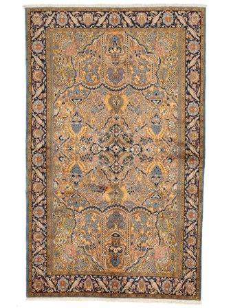 Persischer Ghom Kork/Seide Teppich 154X251 Braun/Orange (Wolle, Persien/Iran)