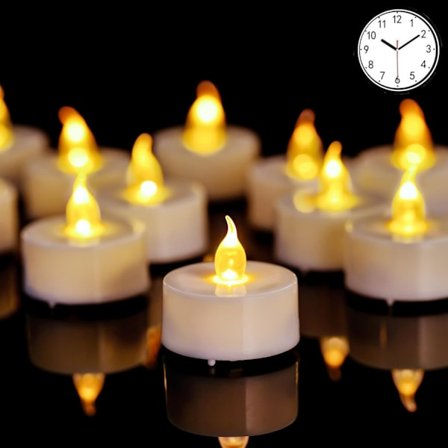 12-pack LED värmeljus ljus med timer - varmgul