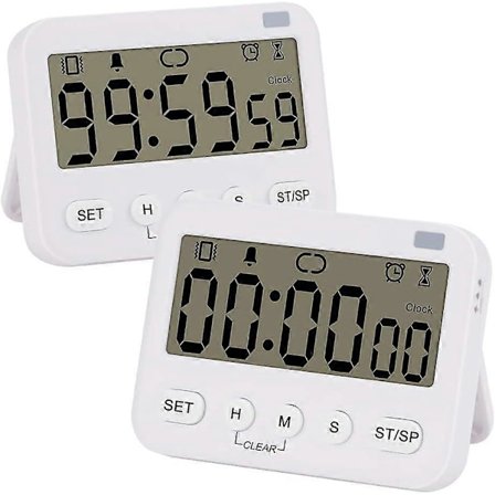 Digital Timer Klokke, Multifunksjonell Digital Klokke Nedtellingstimer Event Timer med Alarm, Magnetisk Bakside Stor Siffervisning Vibrasjon/Lyd Alarm