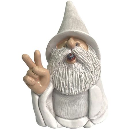 Hagenisse-statue, tegneserie-nisse-statue, skjeggete langfinger-nisse-statue, utendørsfigurer for uteplass, plen, hage B