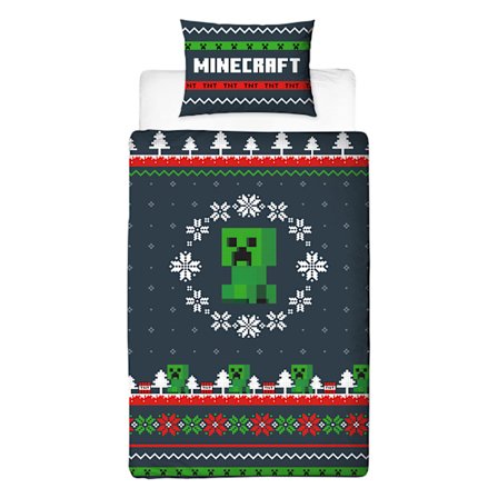 Minecraft Pixel Jul Vändbart Påslakanset Enkelt Multicolour