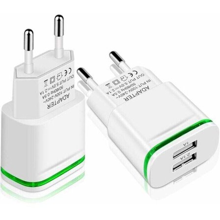 2-pakkaus USB-seinälaturi 2.1A 5V kaksoisportti, yhteensopiva iPhone 11 XR X XS Max 8 7 6 6S Plus 5S, Samsung Galaxy/Note, Xiaomin kanssa