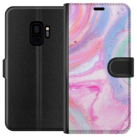 Yhteensopiva Lompakkokotelo Samsung Samsung Galaxy S9 Abstrakti pastellin värinen marmoritaide, jossa on nestemäinen akryyli vaikutus pinkissä, sin