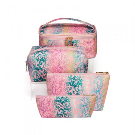 Kosmetisk väska 4 stycken Bärbar Vattentät Resekosmetisk väska Multifunktionell Kosmetisk väska PU Läder Kosmetiska väskor för kvinnor och flickor