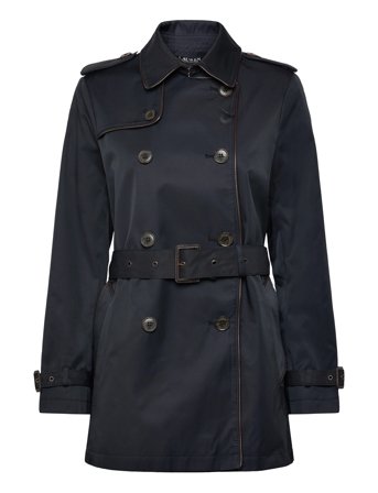 Lauren Ralph Lauren Double-Breasted Cotton-Blend Trench Coat - Navy - L