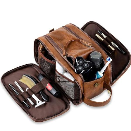 Toilettaske i PU-læder til mænd, stor vandtæt toilettaske til rejser