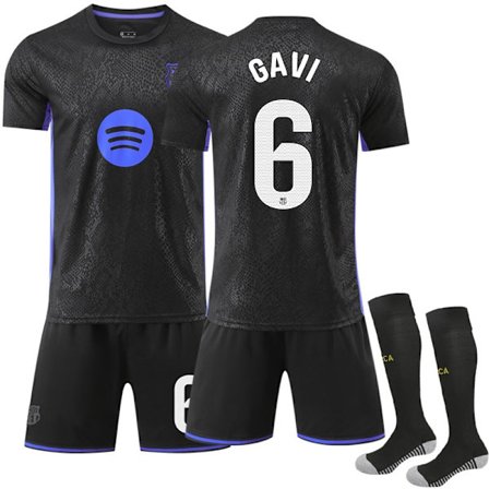 (AZC)25-26 Barcelona Black Mamba Special Edition Fotbollströja Set (Inklusive Strumpor) No.6 Gavi No.6 Gavi