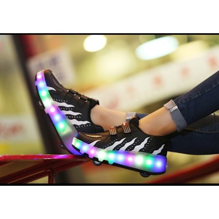 LED Rulleskøyter for Barn, Lysende Rullesko med Hjul Svart Black