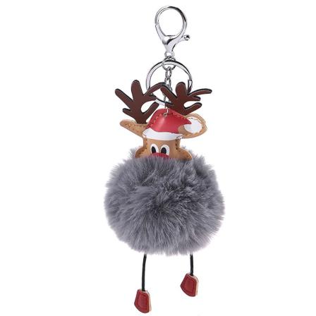 1 st jultomte nyckelring plyschboll nyckelring kreativ tecknad väska mobiltelefon hängande hänge ren present hänge mörkgrå