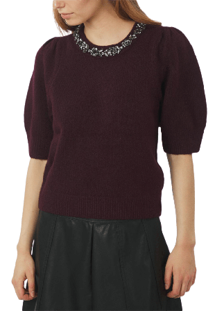 Neo Noir Maia Stone Knit Blouse Stickat Dam Röd 38