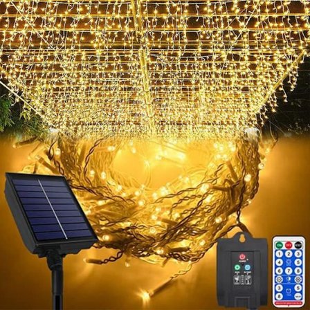 AUFUN Outdoor Solar String Lights, 10M 400 LED Solar String Lights med fjärrkontroll 8 lägen för juldekoration