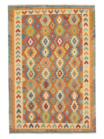 Tessuto A Mano Kilim Afghan Old Style Tappeto 201X295 Di Lana