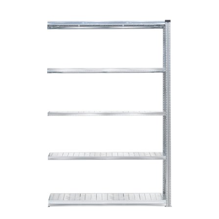 Regalsystem TRANSFORM, Anbaumodul mit 5 Böden, 2500 x 1200 x 400 mm, verzinkt