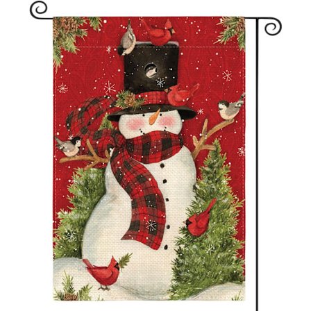 Snømann med skjerf Julehageflagg 12x18 tommer Dobbel S,ZQKLA