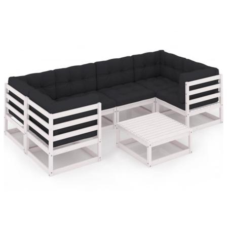 Vidaxl Loungegrupp Med Dynor 7 Delar Vit Massiv Furu Vit