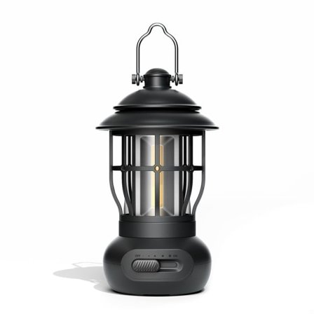 IC Utomhus campinglampa atmosfär varmt ljus belysning campinglampa retro hästlampa USB-laddningsstält campinglampa svart black