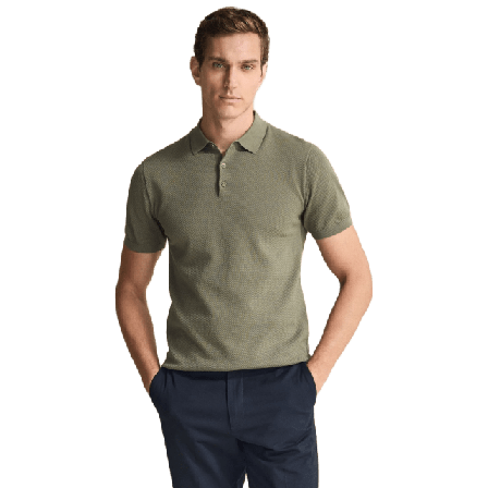 John Henric Cotton Texture Knitted Ss Polo Sweater (vincent) Tröjor Herr Grön XXL