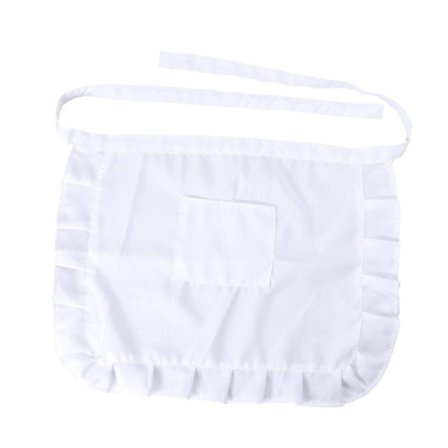 Taljeforklæde til kvinder med lomme, hvidt halvforklæde servitrice kostumeforklæde til køkken madlavning restaurant café bistro