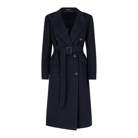 Tagliatore Belted Coats Blå, Dame Uldfrakker