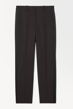 COS Women's The Tuxedo Stripe Trousers in Brown