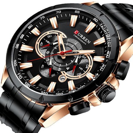 Herreklokke Seks-pin Kvartsklokke Forretningskalender Stålreimklokke