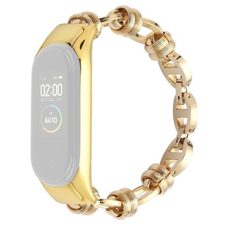 Xiaomi Mi Smart Band 6 / 5 klockarmband med tråddesign - Guld