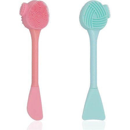 2-pak Silikone Ansigtsbørste, 4 i 1 Ansigtsrensebørste, Håndholdt Ansigtsvaskebørste til Pore-rensning, Blid Eksfoliering, Fjernelse af Hudorme