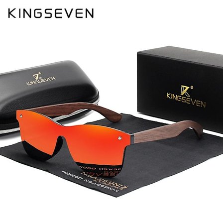 KINGSEVEN Håndlavede Solbriller Mænd Polariseret Valnød Træ Briller Kvinder Spejl Vintage Oculos de sol masculino UV400