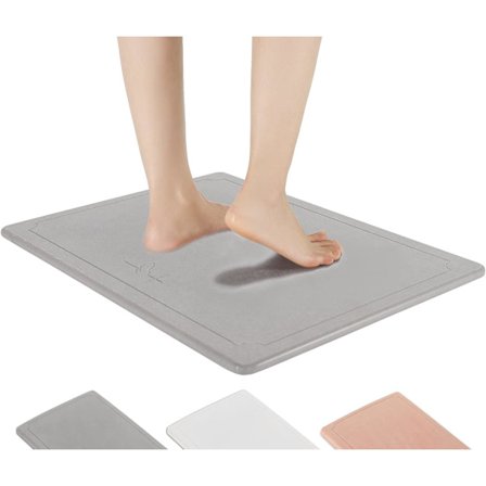 Ultraabsorberende Magic Diatomit Bademåtte - Badeværelsesmåtte - Naturlig Diatoméjord Brusemåtte - Miljøvenlig Bruseafløb - Antibakteriel Diatomit