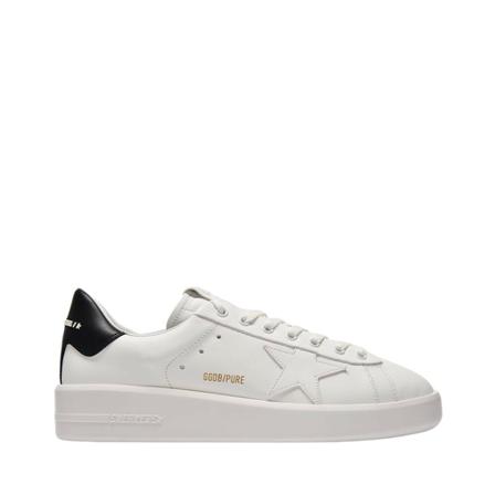 Golden Goose Pure Star Baskets in White and Black Leather Hvid, Herre Sneakers, Størrelse: 43 EU