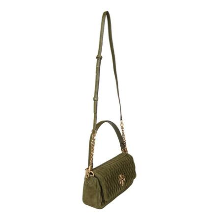 Tory Burch, Kira small suede ruched 139631 325-1 Groen, Dames, Maat:ONE Size,leer
