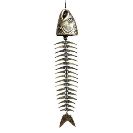 Retro Fishbone Wind Chimes kreativ stil för utomhusdekoration closed mouth