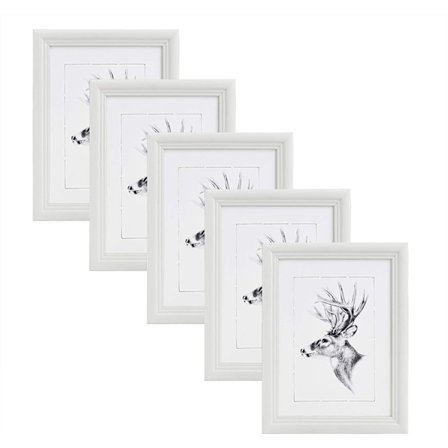 Rootz 5 -asetettu kuvakehys - valokuvakehys - kuvakehys - kestävä puu oikealla lasilla - valkoinen 15x20 cm - säilytä muistoja eleganssilla