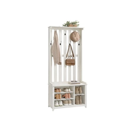 Rootz garderob Stand - Hallway Organizer - Entryway Storage - 7 Double Hooks - Vintage White - 35x81x180cm