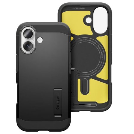 MagSafe-kuori - SPIGEN - iPhone 17 - Sotilaallinen suojaus - Integroitu jalusta - Musta