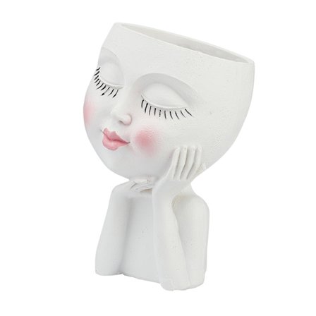 Mannequin Resin Ansikt Blomsterpotte med Kinn Hvilende Design