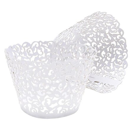 50 Vita Cupcake-Papper för Festdekorationer