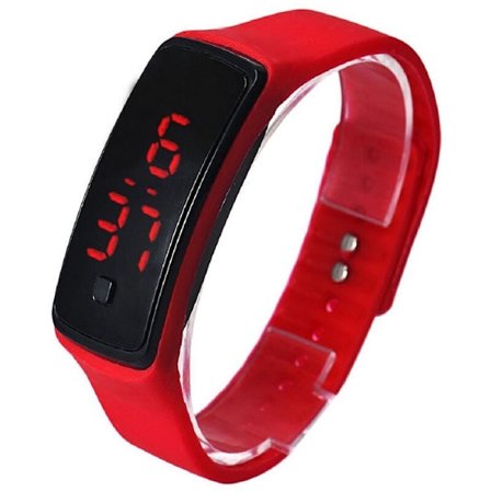 Jelly Silikonklokker LED Fashionable Elektroniske Klokker Ultra-tynne for Digitale Silikonklokker - Rem for Kvinner (Rød)