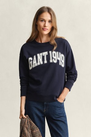 GANT Damen Graphic Rundhals-Sweatshirt (L) Marineblau