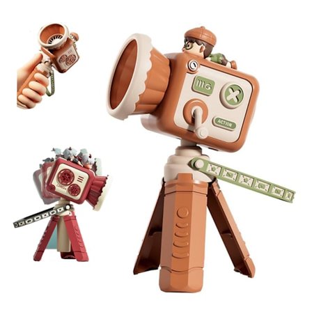 Werwing Retro Kamera Vifte - Bærbar Håndholdt, Halsbånd & Skrivebordskjøling med USB-lading, Søtt Tegneseriedesign for Studenter, Utendørs - B