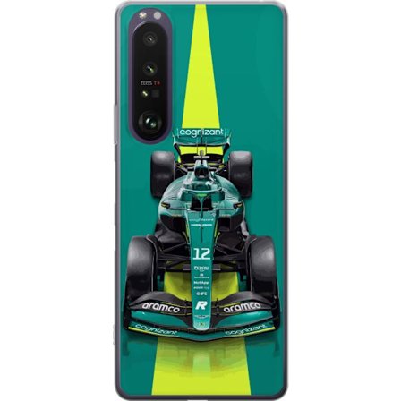 Yhteensopiva Puhelinkuori Sony Sony Xperia 1 III Aston Martinin Formula 1 -auto vihreässä kilpailumuotoilussa, jossa on moderni studiosentuntma