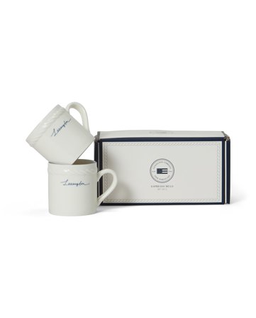 Lexington Espressotasse aus Porzellan (2er-Set), Weiß/Blau