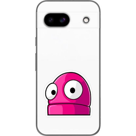Kompatibelt Mobilskal till Google Google Pixel 8a Rosa tecknad figur med stora ögon i lekfull och humoristisk stil