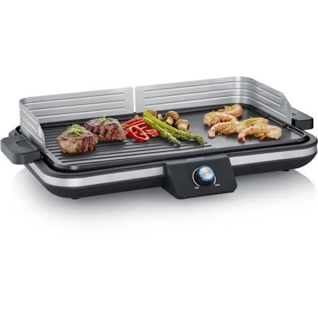 Justerbar plancha upp till 230°C - SEVERIN PG8564 - Avtagbar non-stick platta - Elgrill med fettuppsamlare - Svart