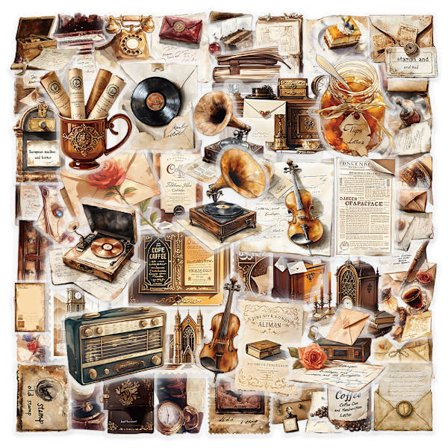 100-pakke Fantasy Klistermærker | 7 Temaer PET-dekaler | Vandtæt Dekoration til Laptop, Vandflaske, Kuffert (Vintage Bogstaver)