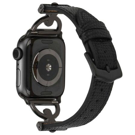 Apple Watch (41 mm) klockarmband i texturerat PU-läder - Svart / Svart Svart