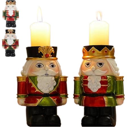 2 kpl 5,5 tuuman pähkinänsärkijä joulukoriste kynttilänjalka, hartsipylväskynttilänjalat talven joulupöydän takan keskiosan koristeluun