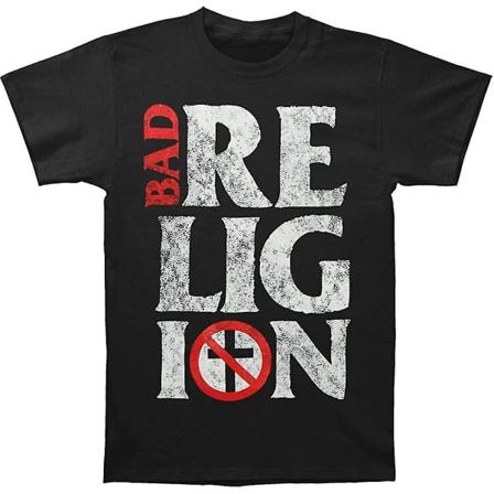 Rockabilia Bad Religion T-shirt med stackad logotyp för män Medium Svart L