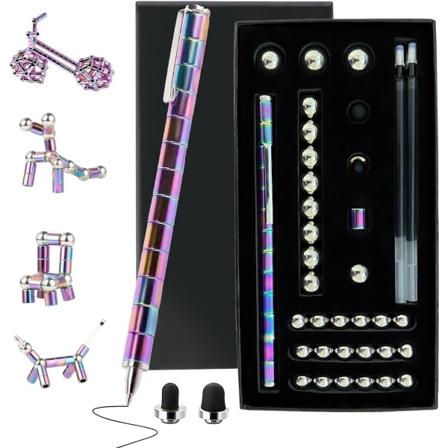 Magnetisk Fidget-penn - Rolig multifunksjonell skriveleke for tenåringer | Bra gaveidé for gutter og jenter i alderen 10-15 år - Svart