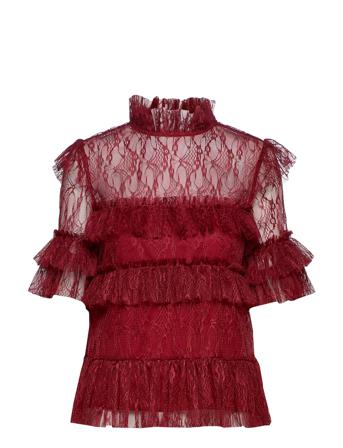 Rachel Blouse Blouses Short-sleeved Rød By Malina